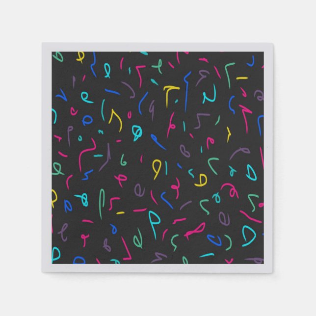 Servilleta De Papel Neon Bright Marks on Black (Anverso)