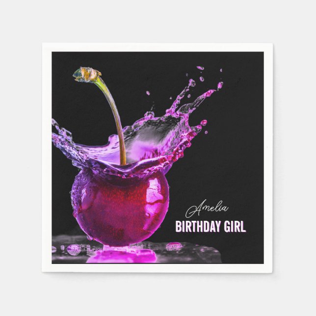 Servilleta De Papel Neon Cherry Personalizado (Anverso)