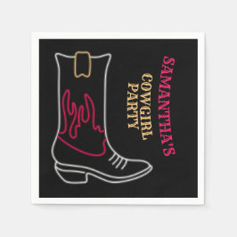 Servilleta De Papel Neon Cowboy/ Cowgirl Boot Fiesta