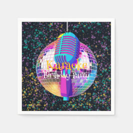 Servilleta De Papel Neon Disco Ball Karaoke Birthday Party