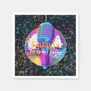 Servilleta De Papel Neon Disco Ball Karaoke Birthday Party