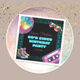 Servilleta De Papel Neon Disco Birthday de los 90