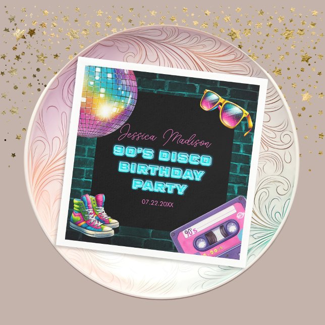 Servilleta De Papel Neon Disco Birthday de los 90 (Subido por el creador)