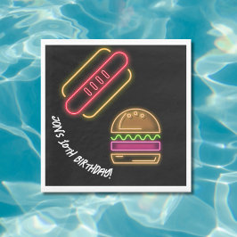 Servilleta De Papel Neon Fast Food Monograma Nombre Vibrante