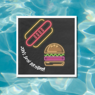 Servilleta De Papel Neon Fast Food Monograma Nombre Vibrante