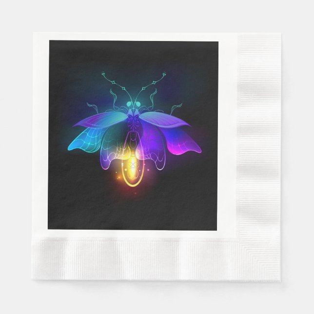 Servilleta De Papel Neon Firefly en negro (Anverso)