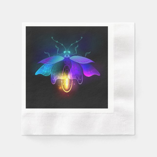 Servilleta De Papel Neon Firefly en negro (Anverso)