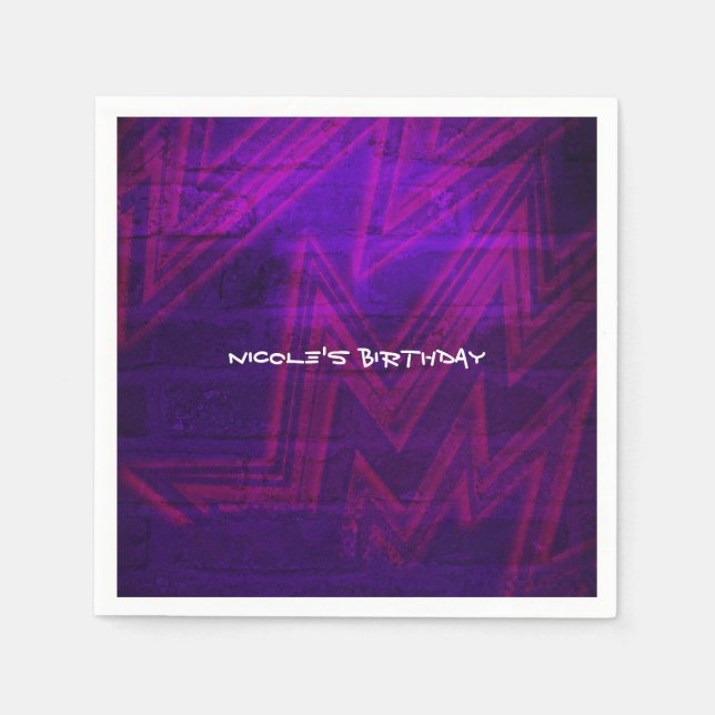 Servilleta De Papel Neon Glow Birthday Party Urban Club Napkins (Anverso)