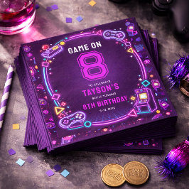Servilleta De Papel Neon Glow Juego Retro de Arcade Cumpleaños 8