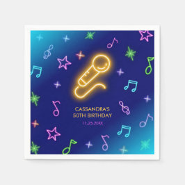 Servilleta De Papel Neon Glow Singing Karaoke Cumpleaños