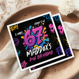 Servilleta De Papel Neon Graffiti 6 7 Meme Trend Six Seven Birthday