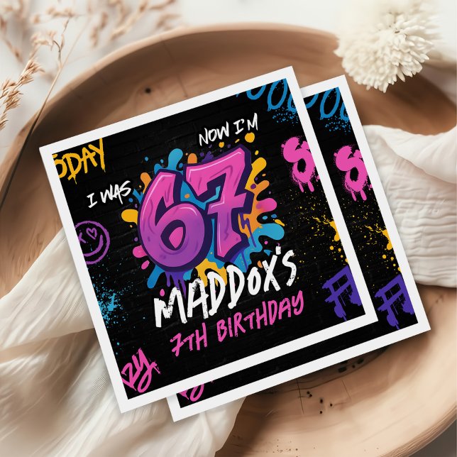 Servilleta De Papel Neon Graffiti 6 7 Meme Trend Six Seven Birthday (Subido por el creador)