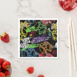 Servilleta De Papel Neon Graffiti Gaming Pattern