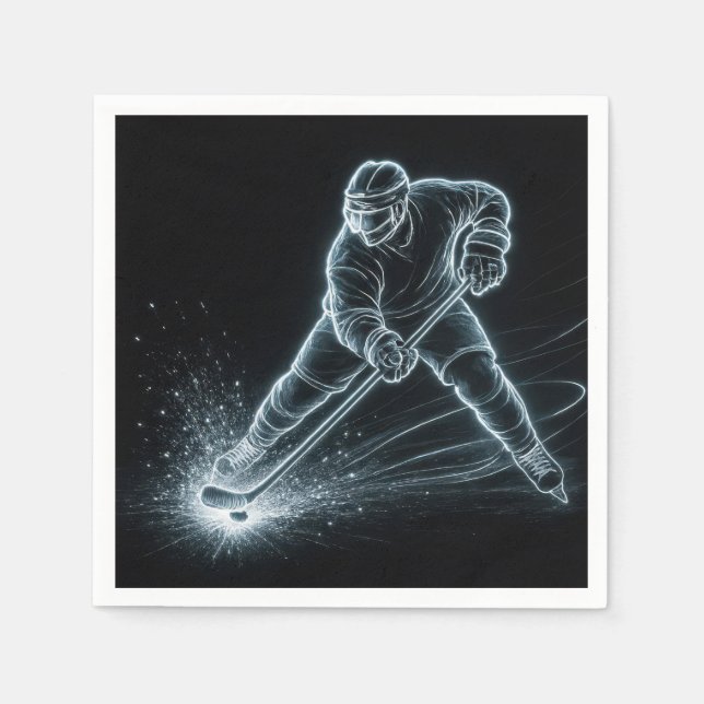 Servilleta De Papel Neon Hockey Player On Ice (Anverso)