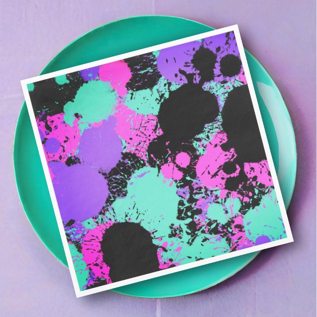 Servilleta De Papel Neon Magenta Purple Paint Verde azulada Splatt Cum (Subido por el creador)