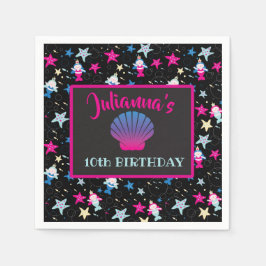 Servilleta De Papel NEON Mermaid Sea Life Fish Starfish Fiesta de cump