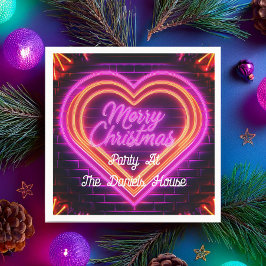 Servilleta De Papel Neon Merry Christmas Personalizado