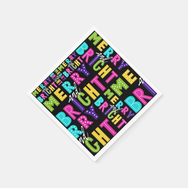 Servilleta De Papel Neon Merry y Bright (Borde)