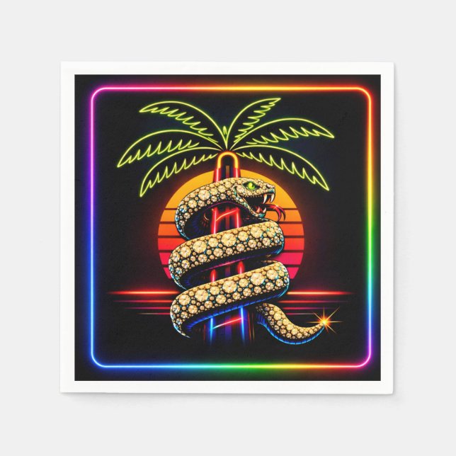 Servilleta De Papel Neon Miami Nights Diamond opulence Luxury  (Anverso)