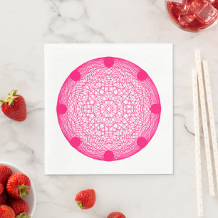 Servilleta De Papel Neon Pink Mandala Fiesta Napkin - Personalizable