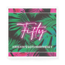 Neon Pink Tropical 50 cumpleaños