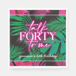 Servilleta De Papel Neon Pink Tropical Talk 40 to Me
