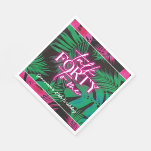 Servilleta De Papel Neon Pink Tropical Talk 40 to Me