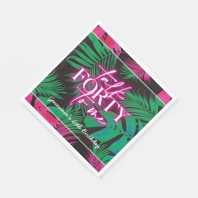 Servilleta De Papel Neon Pink Tropical Talk 40 to Me (Esquina)