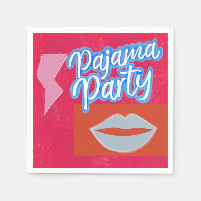 Servilleta De Papel Neon Preppy Pajama Fiesta (Anverso)