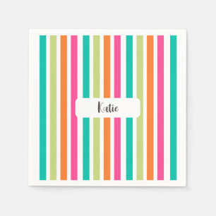 Servilleta De Papel Neon rainbow strips divertido retro