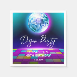 Servilleta De Papel Neon Retro Disco Fiesta Dance Night Birday