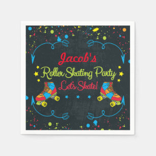 Servilleta De Papel Neon Roller Skate Napkins Cumpleaños