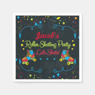 Servilleta De Papel Neon Roller Skate Napkins Cumpleaños