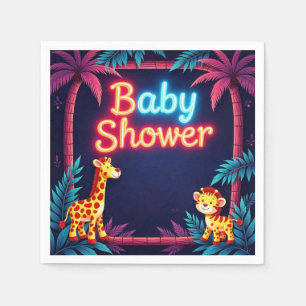 Servilleta De Papel Neon Safari Baby Shower Napkins
