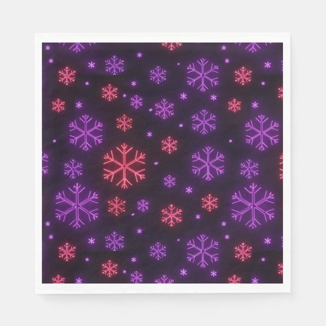 Servilleta De Papel Neon Snowflakes (Anverso)
