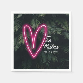 Servilleta De Papel Neon Tropical Palm Modern Love Boda