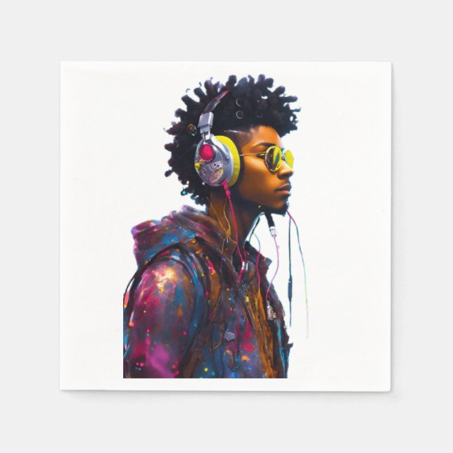 Servilleta De Papel Neon Vibes: El ritmo artístico de las calles (Anverso)