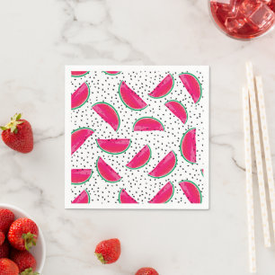 Servilleta De Papel Neon Watermelon on Seeds Pattern