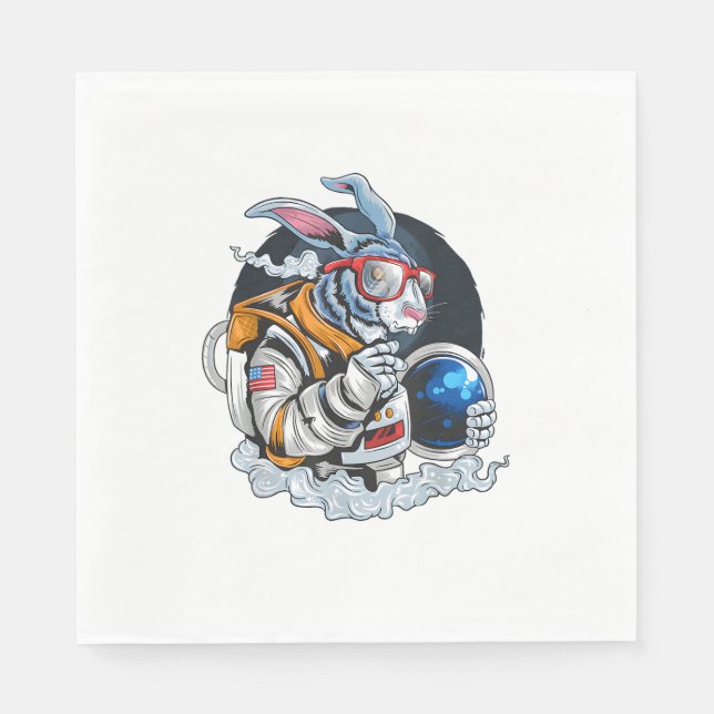 Servilleta De Papel Nerdy Bunny Astronauta en el espacio, explorador e (Anverso)