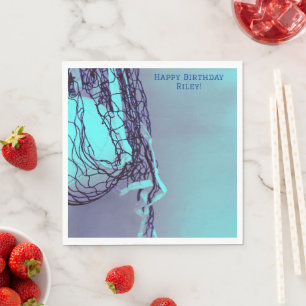 Servilleta De Papel Neto de cumpleaños azul y voleibol