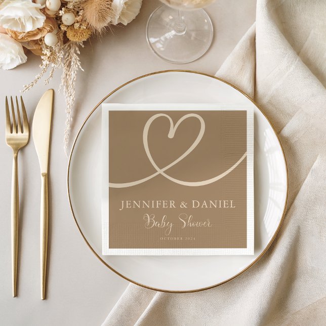 Servilleta De Papel Neutral Baby Shower Heart Modern Elegant (Subido por el creador)