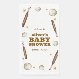 Servilleta De Papel Neutral Batter Up Baseball Baby Shower Welcome