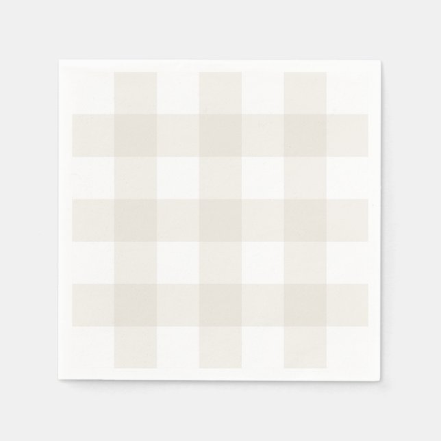 Servilleta De Papel Neutral Beige Gingham Napkins (Anverso)