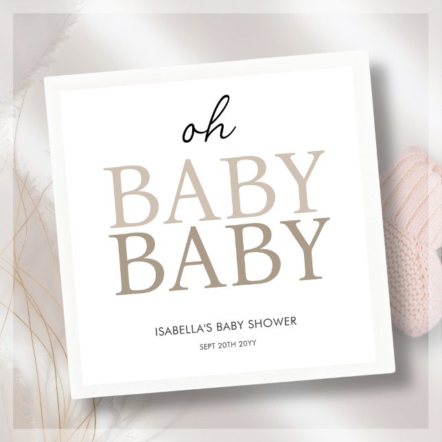 Servilleta De Papel Neutral Beige Twin Baby Shower (Subido por el creador)