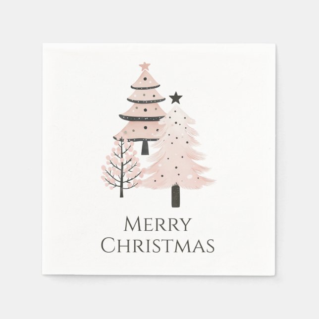 Servilleta De Papel Neutral Blush Christmas Tree Paper Napkins (Anverso)