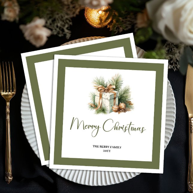 Servilleta De Papel Neutral Christmas Gift Personalized Family Napkins (Neutral Christmas Gift Personalized Family Napkins)