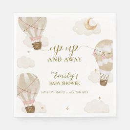 Servilleta De Papel Neutral Elegant Boho Hot Air Balloon Baby Shower