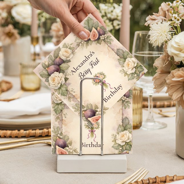 Servilleta De Papel Neutral Fig Floral 1st Birthday (Subido por el creador)