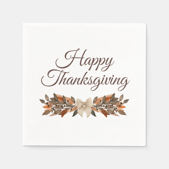 Servilleta De Papel Neutral “Happy Thanksgiving” Paper Napkin (Anverso)