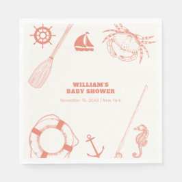 Servilleta De Papel Neutral Modern Nautical Fishing Boy Baby Shower